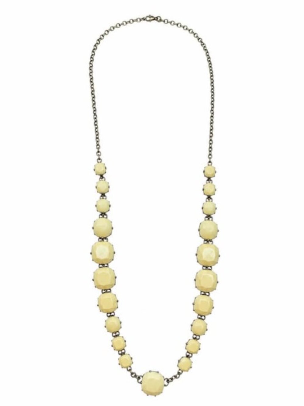 💖 Pastel Pale Yellow Lucite Graduated Gem Collar Necklace Retro #136